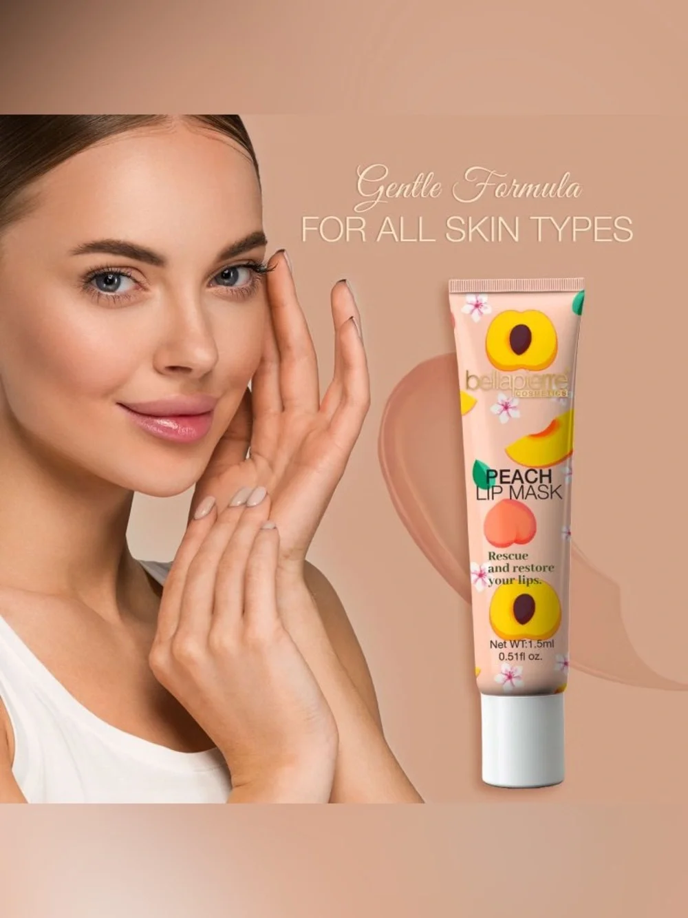Bellapierre Peach Lip Mask Hydrating Plumping Hyaluronic Acid NWT Sealed